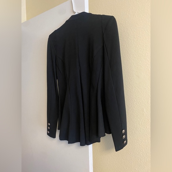 NWOT Hybrid Women's Double Notch Lapel Shoulder Pad Single Button Peplum Blazer - Picture 8 of 9